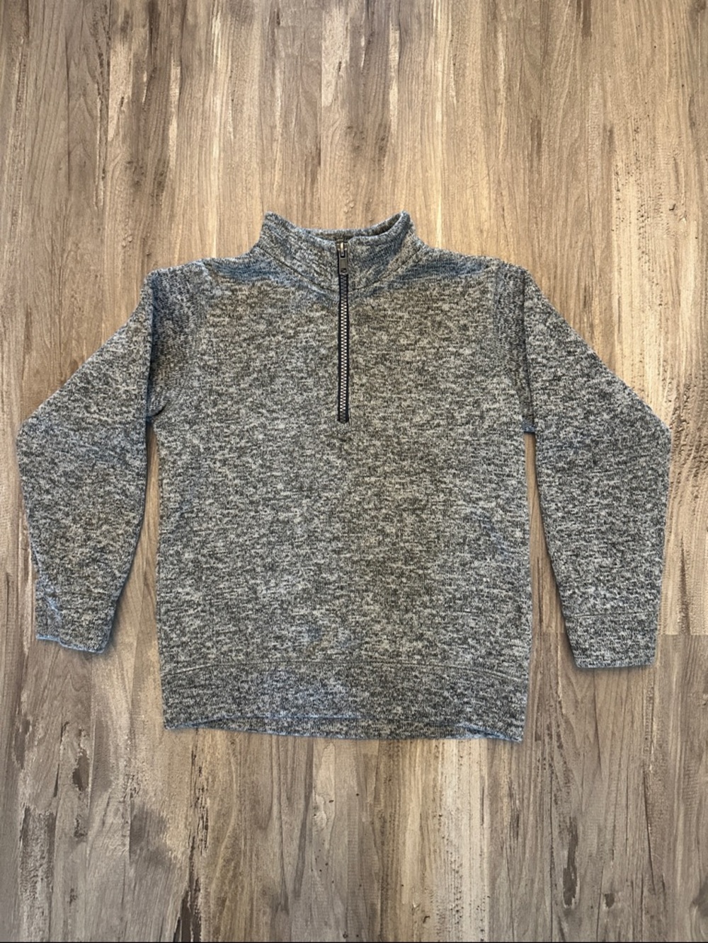 Arizona Jean Company Boys Gray Marled Zip Knit Sweater